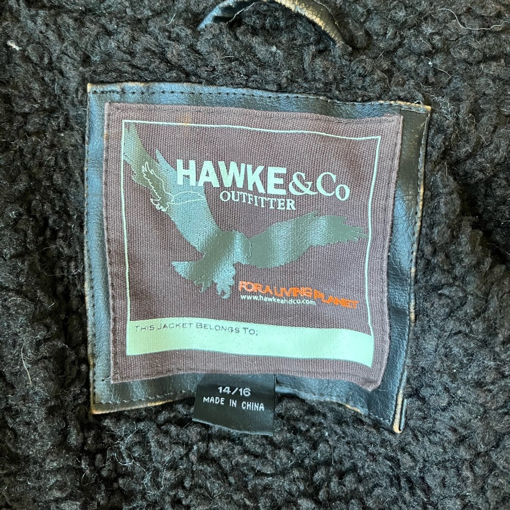 Hawke & Co Dark Brown Faux Leather & Shearling Aviator Jacket - Picture 7 of 8